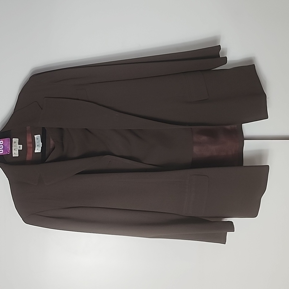 #6 Vintage Trio chocolate Brown two-piece skirt suit.